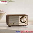 SANGEAN Mozart-Walnut胡桃木色(公司貨):::FM調頻收音機,藍芽喇叭,AUX-IN,內建USB充電式鋰電池,刷卡或3期零利率