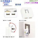 【金響日貨】gourmandise SNG-417F(日本原裝):::PEANUTS,SNOOPY,史努比,2 PORT,USB急速充電器,世界電壓,刷卡或3期,4550213026961